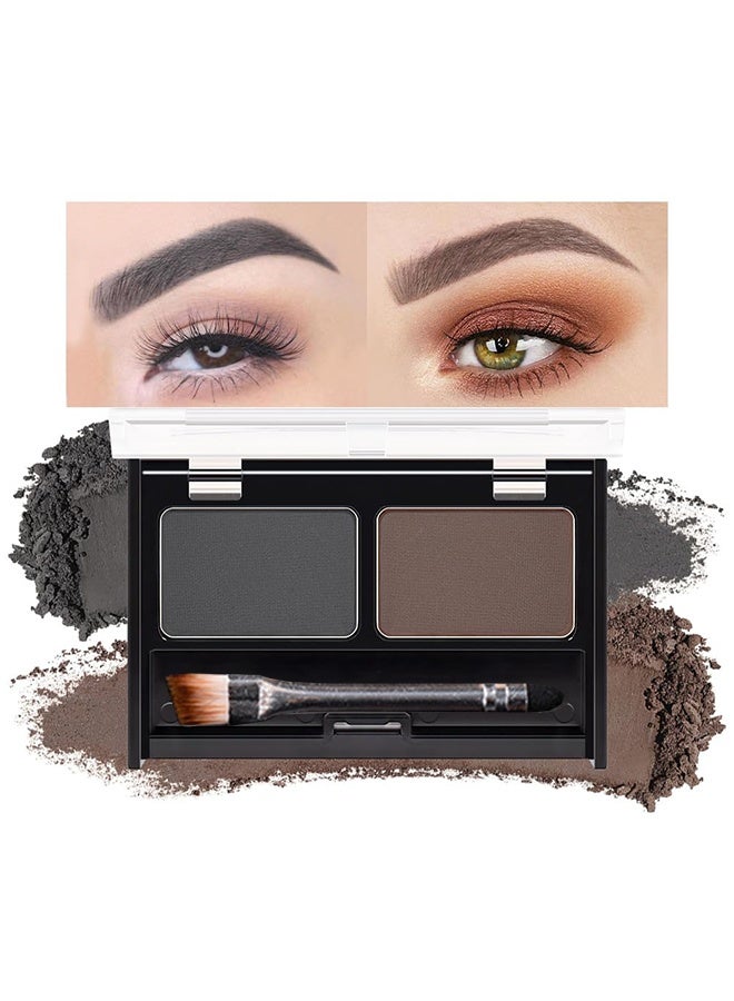 HUDA STORY Eye Brow Powder for Women, Medium Brown Eyebrow Powder Kit with Double-ended Eyebrow Brush, Long-Lasting Waterproof Two Colors, Purse-Friendly Compact, Cruelty Free (04) - Image 1